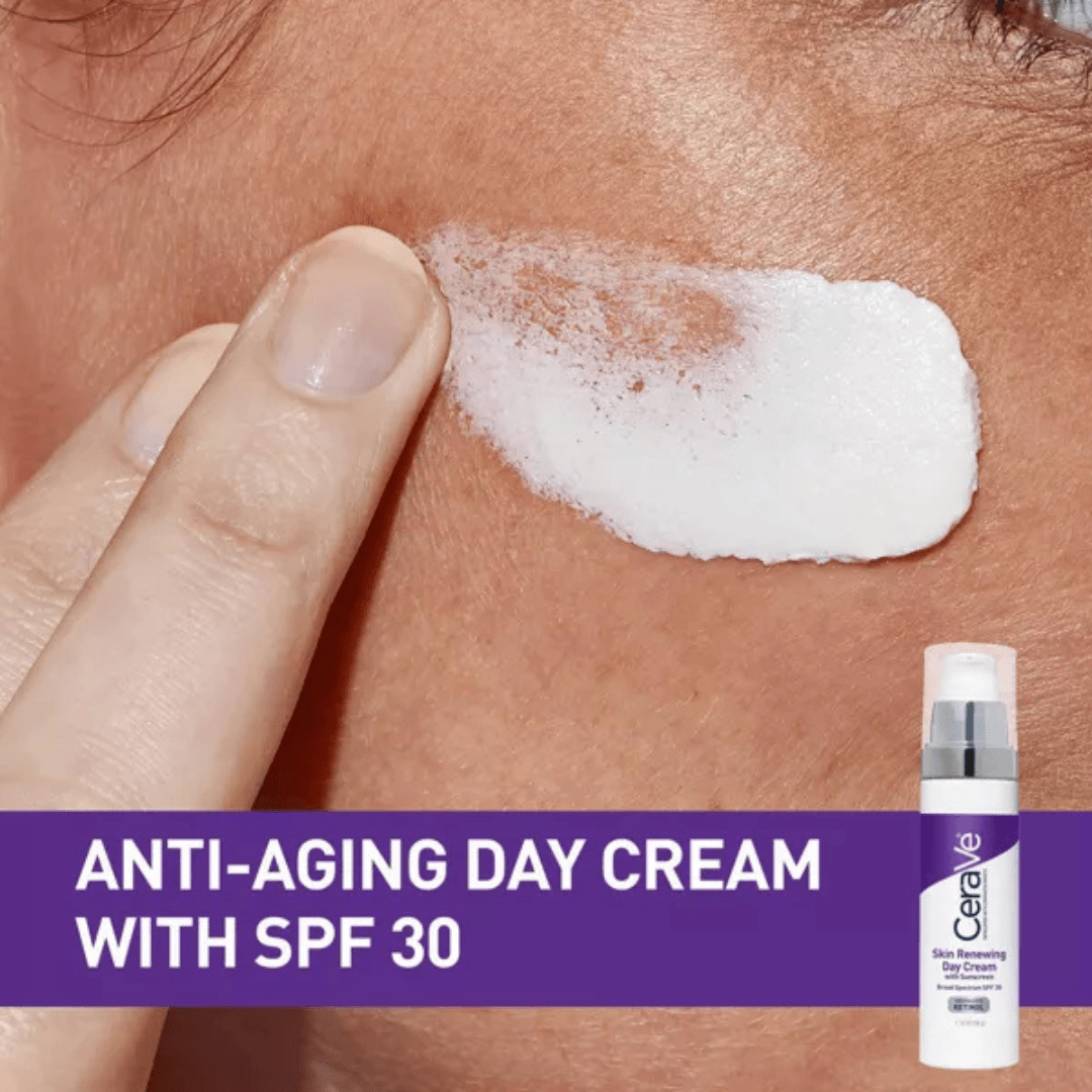 CeraVe Skin Renewing Anti-Aging Face Day Cream with Sunscreen and Retinol – SPF 30