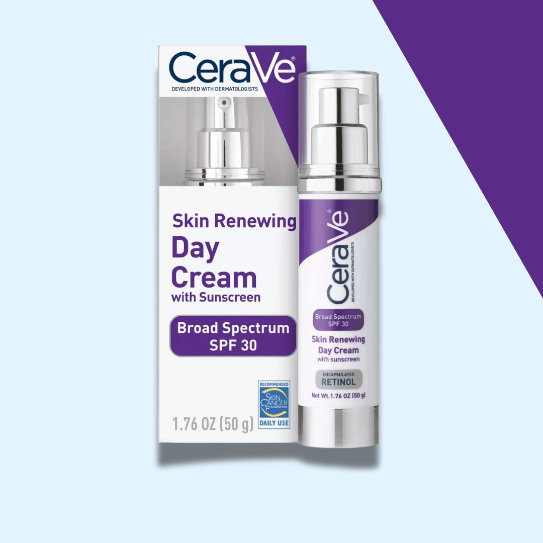 CeraVe Skin Renewing Anti-Aging Face Day Cream with Sunscreen and Retinol – SPF 30